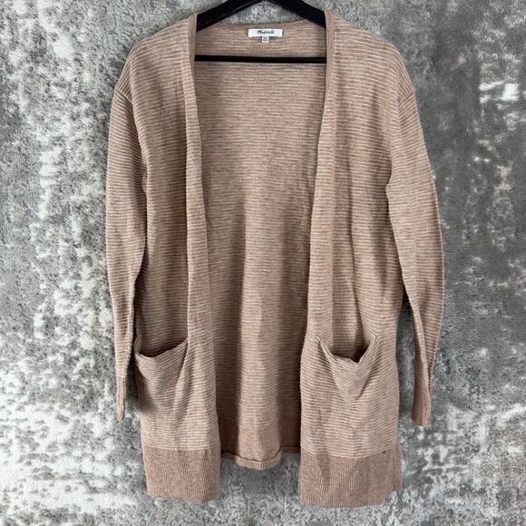 Madewell Sweaters - Madewell Size XXS Open Front Cardigan Sweater Beige Pocket Long Sleeve